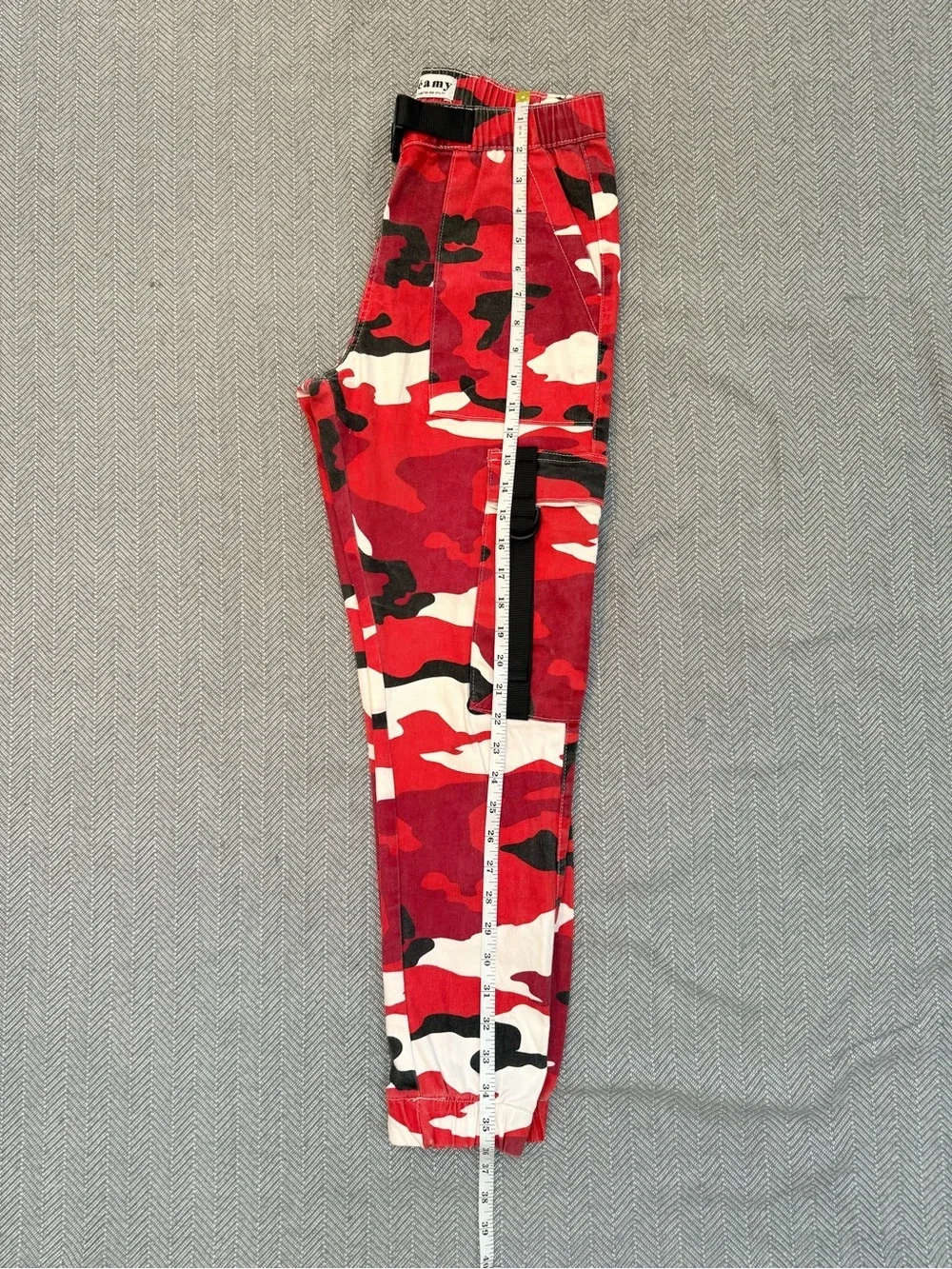 Kréamy Red Camo Cargo Jogger Pants Utility Streetwear Size M